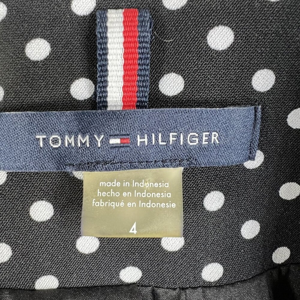 Tommy Hilfiger NEW Womens 4 Polka Dot Black White Logo Pin Blazer Career Wear - Picture 11 of 16